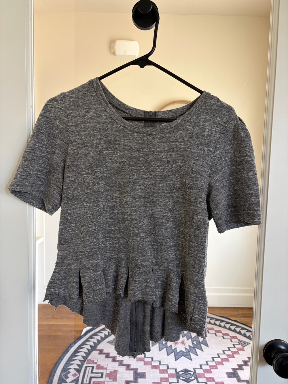 Madewell Gray Short-Sleeve Peplum Crop Top